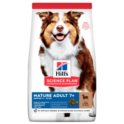 HILL'S SCIENCE PLAN MATURE ADULT 7+ CÃO MEDIUM LAMB&RICE14kg