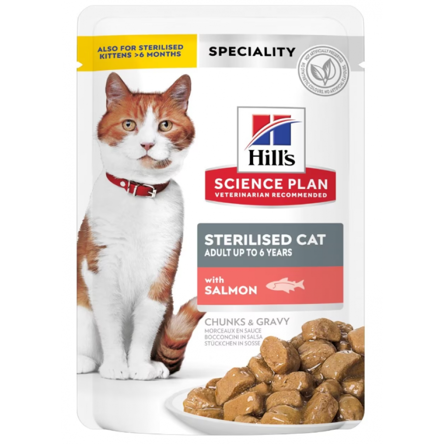 HILL'S SCIENCE PLAN STERILISED GATO SALMÃO  85G (12 SAQUETAS)