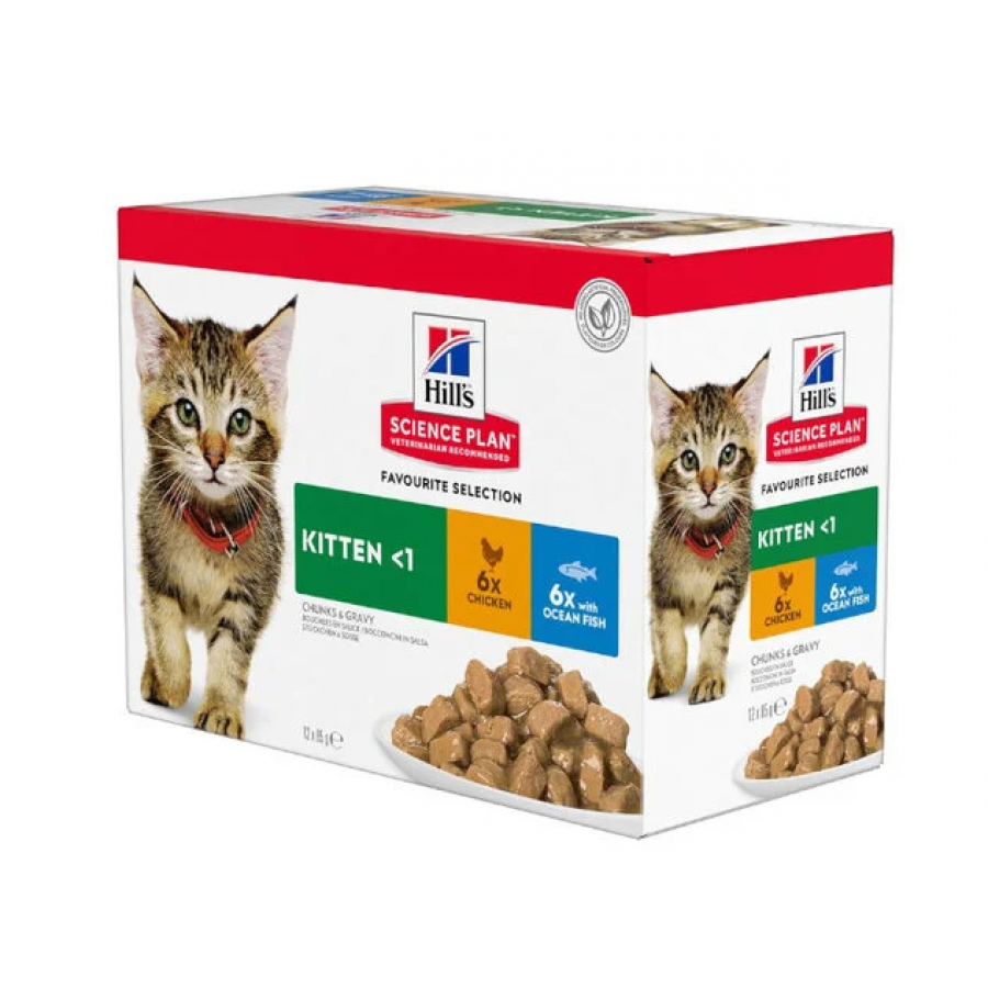 HILL'S SCIENCE PLAN GATO KITTEN FRANGO E OCEAN FISH 85G (MULTIPACK 12 SAQUETAS) HILL'S SCIENCE PLAN GATO KITTEN FRANGO E OCEAN FISH 85G (MULTIPACK 12 SAQUETAS)