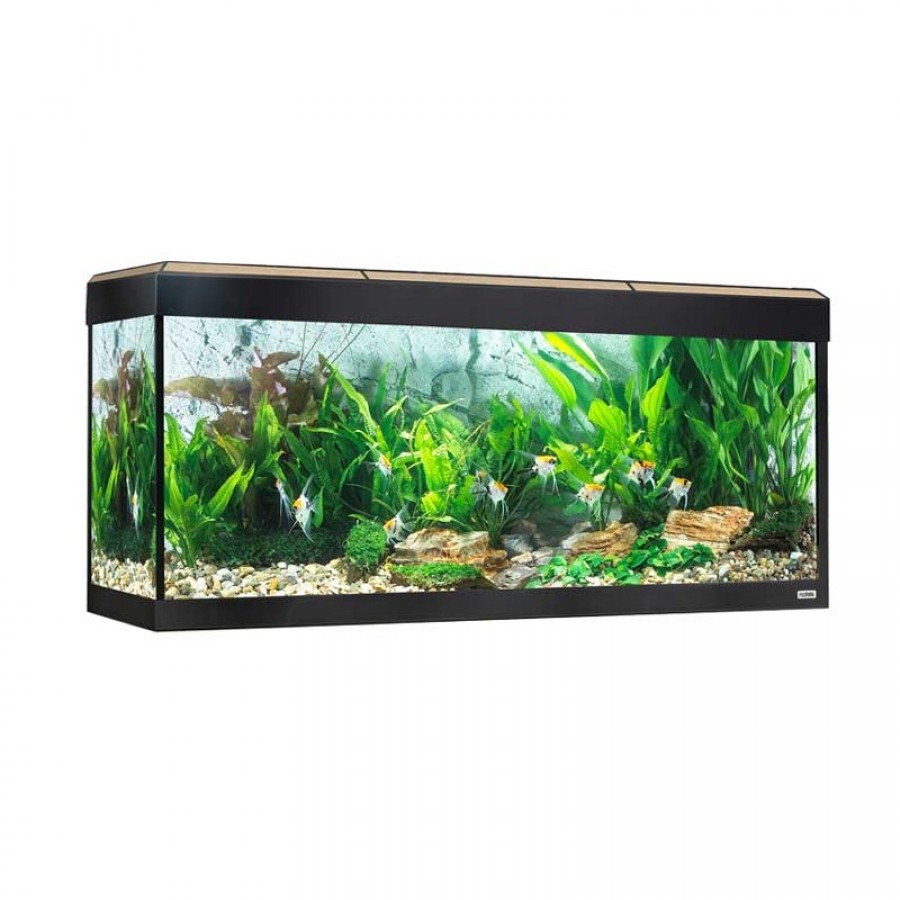 AQUARIO ROMA 240LT COM ILUMINAÇÃO LED BLUETOOTH CARVALHO + MESA EM CARVALHO