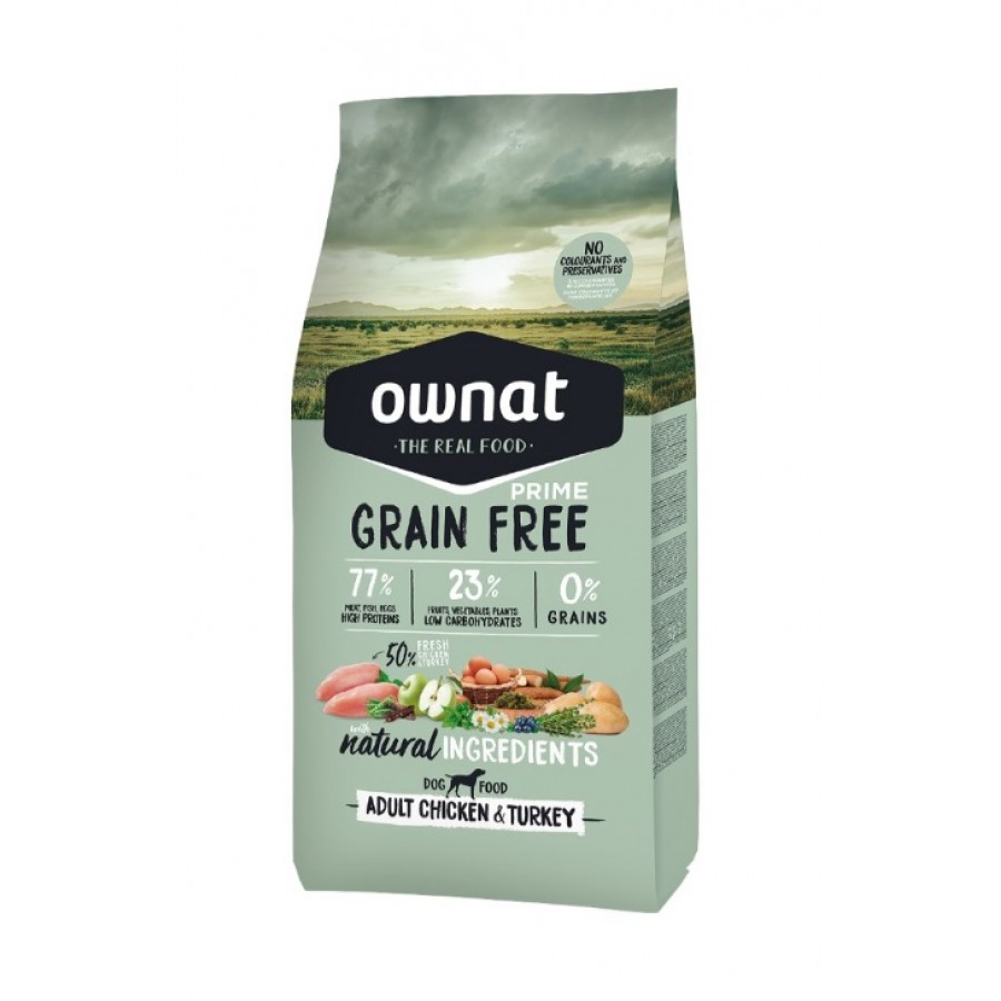 OWNAT GF PRIME  CÃO ADULTO CHICKEN & TURKEY 12KG