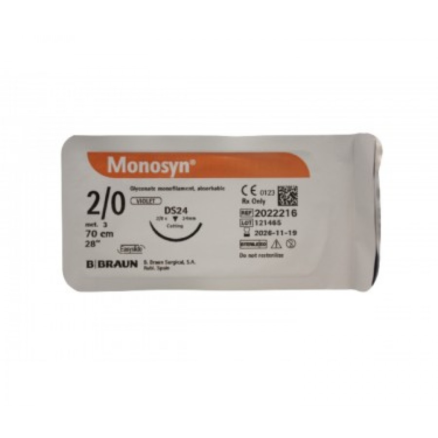 FIO SINTETICO MONOFILAMENTO MONOSYN VIOTETA 2/0 DS24 90CM - (caixa 12 unidades) FIO SINTETICO MONOFILAMENTO MONOSYN VIOTETA 2/0 DS24 90CM - (caixa 12 unidades)