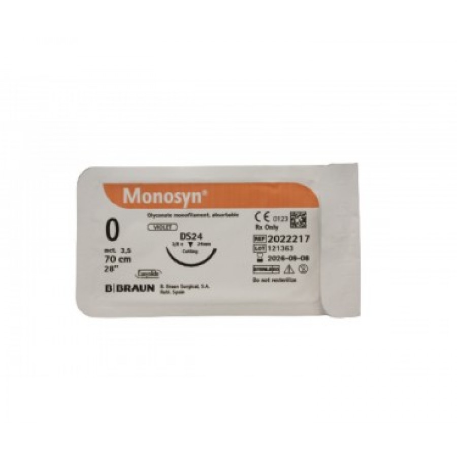 FIO SINTETICO MONOFILAMENTO MONOSYN VIOTETA 0 DS24 70CM G2022217 - (caixa 12 unidades)