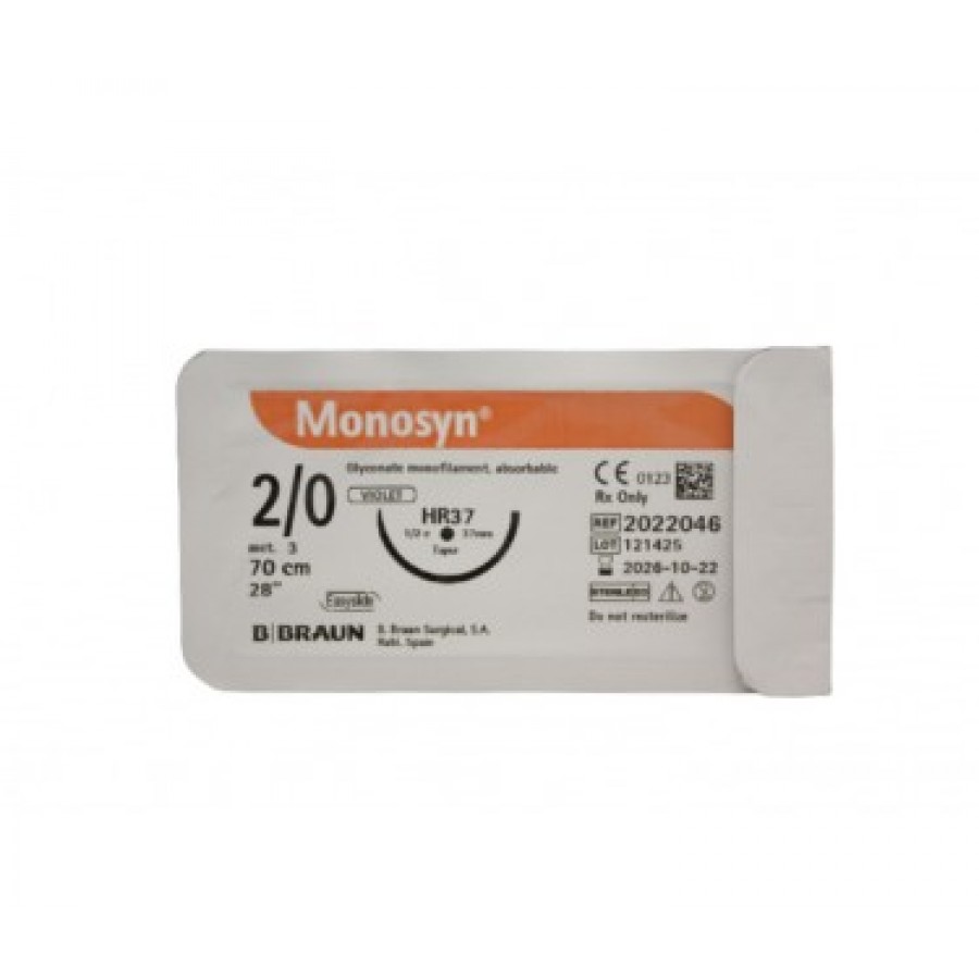 FIO SINTETICO MONOFILAMENTO MONOSYN VIOTETA 2/0 HR37 70CMG0022046 - (caixa 12 unidades) FIO SINTETICO MONOFILAMENTO MONOSYN VIOTETA 2/0 HR37 70CMG0022046 - (caixa 12 unidades)