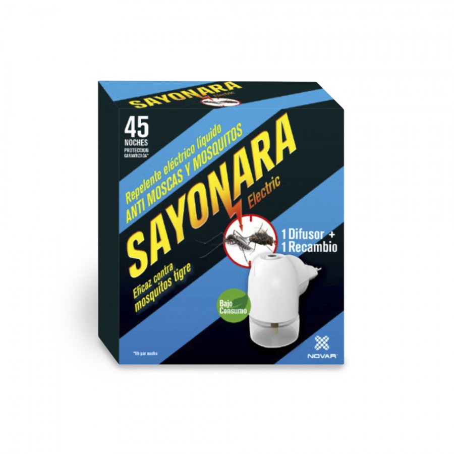 REPELENTE ELECTRONICO SAYONARA ANTI MOSCAS MOSQUITO COMUM E TIGRE USO INTERIOR (CAIXA DIFUSOR + SOBRESSELENTE LIQUIDO) REPELENTE ELECTRONICO SAYONARA ANTI MOSCAS MOSQUITO COMUM E TIGRE USO INTERIOR (CAIXA DIFUSOR + SOBRESSELENTE LIQUIDO)