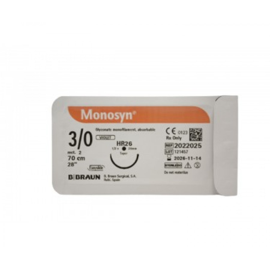 FIO SINTETICO MONOFILAMENTO MONOSYN VIOTETA 3/0 HR26 - (caixa 12 unidades) FIO SINTETICO MONOFILAMENTO MONOSYN VIOTETA 3/0 HR26 - (caixa 12 unidades)
