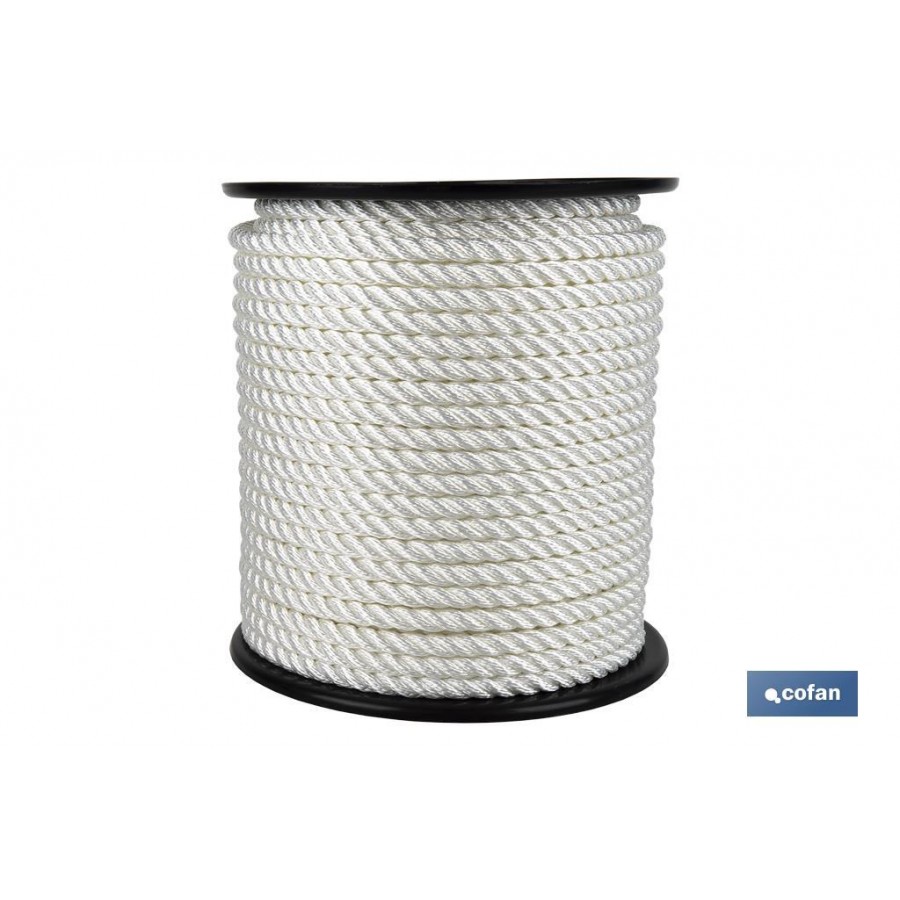 CORDA MULTIFILAMENTO 100% POLIESTER BRANCO 20MM - ROLO 100MT CORDA MULTIFILAMENTO 100% POLIESTER BRANCO 20MM - ROLO 100MT