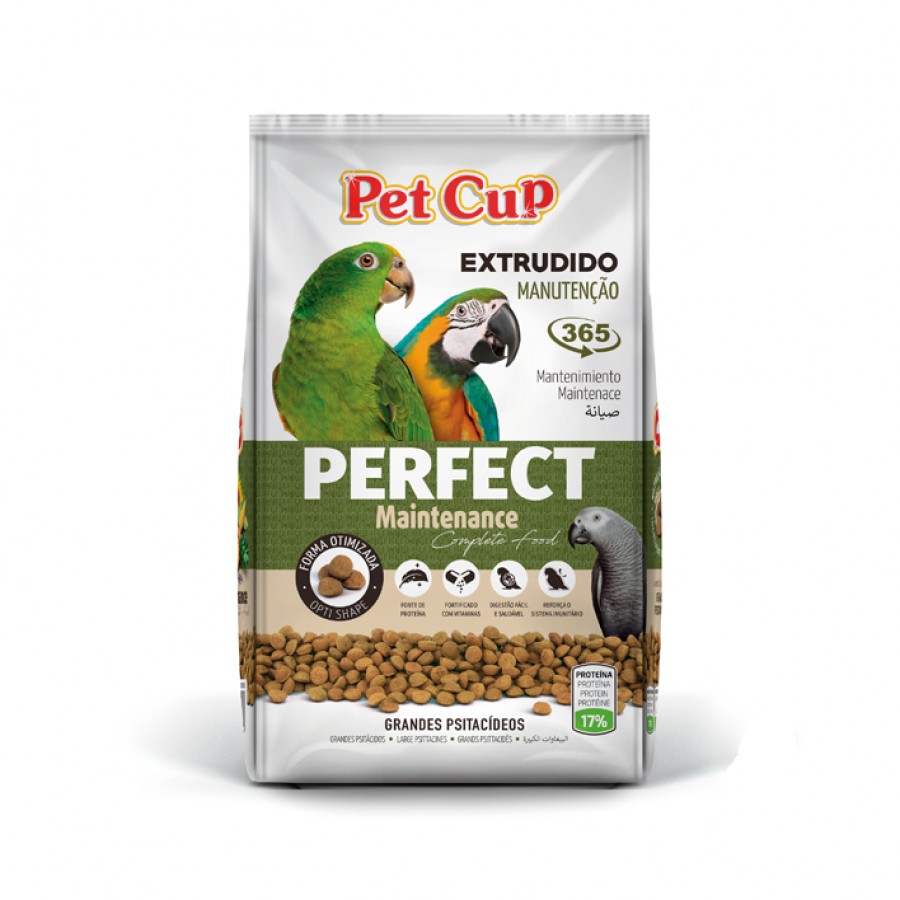 PETCUP ALIMENTO PAPAGAIOS PERFECT MANUTENÇAO - 10 KG