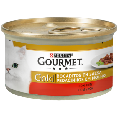 PURINA GATO GOURMET GOLD PEDACINHOS EM MOLHO CARNE DE VACA  -85GR