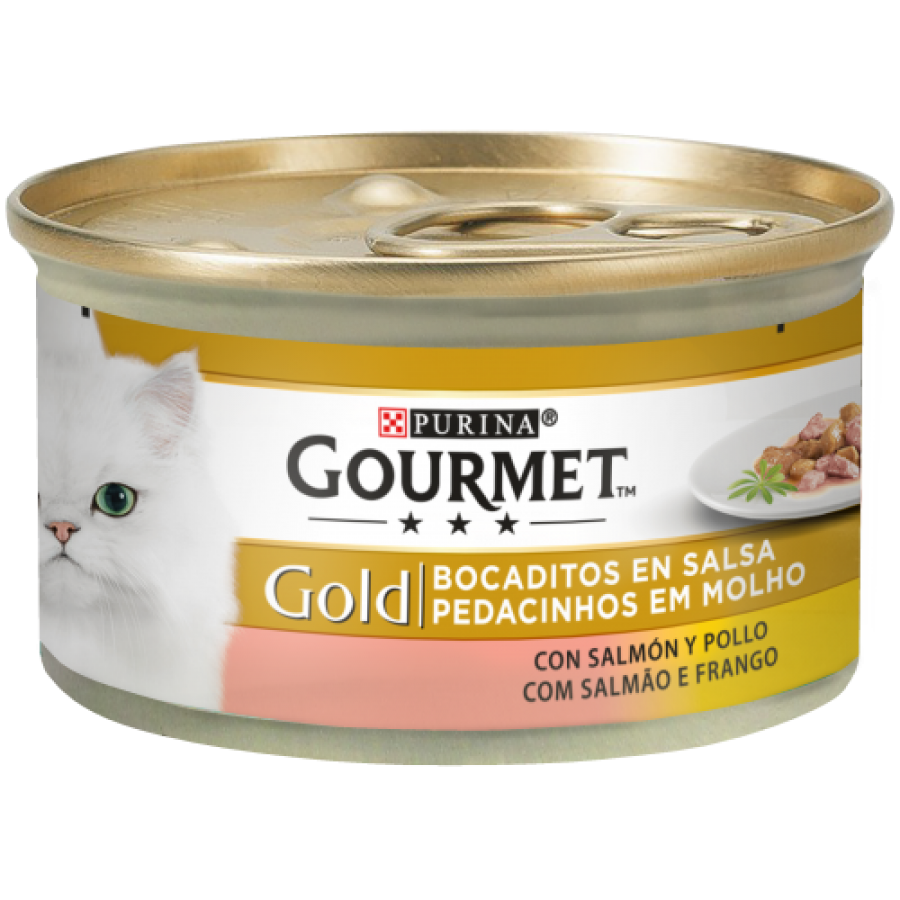 PURINA GATO GOURMET GOLD PEDACINHOS EM MOLHO SALMAO E FRANGO -85GR PURINA GATO GOURMET GOLD PEDACINHOS EM MOLHO SALMAO E FRANGO -85GR