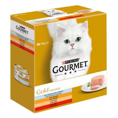 PURINA GATO GOURMET GOLD MOUSSE PEIXE DO OCEANO (8X85GR)