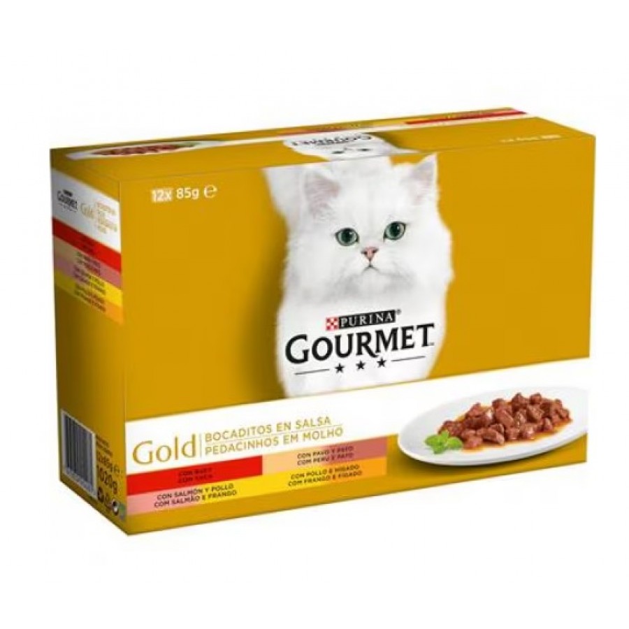 PURINA GATO GOURMET GOLD PEDACINHOS EM MOLHO (12X85GR) PURINA GATO GOURMET GOLD PEDACINHOS EM MOLHO (12X85GR)