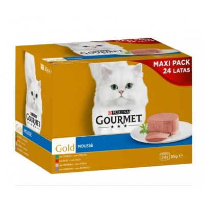 PURINA GATO GOURMET GOLD MOUSSE VACA MAXI PACK (24X85GR)