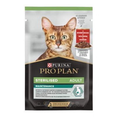 PRO PLAN GATO NUTRISAVOUR STERILIZED VACA (26x85g)