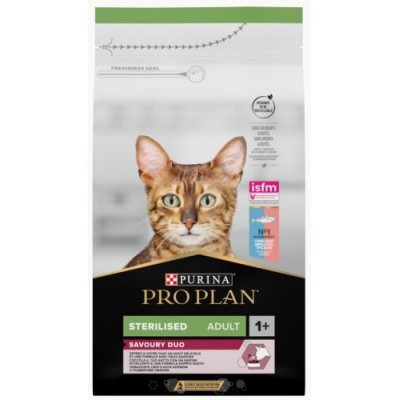 PRO PLAN GATO SAVOURY DUO ESTERILIZADO BACALHAU&TRUTA 1,5KG