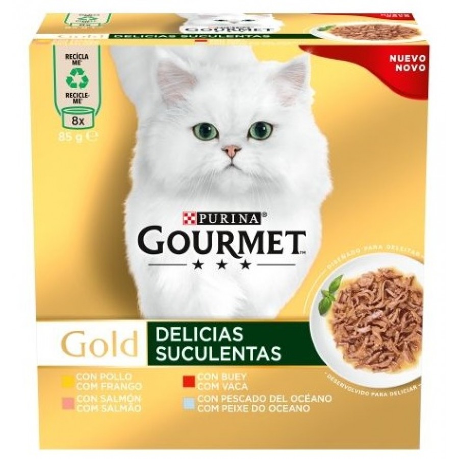 PURINA GATO GOURMET GOLD DELICIAS SUCULENTAS MISTO (8X85GR) PURINA GATO GOURMET GOLD DELICIAS SUCULENTAS MISTO (8X85GR)
