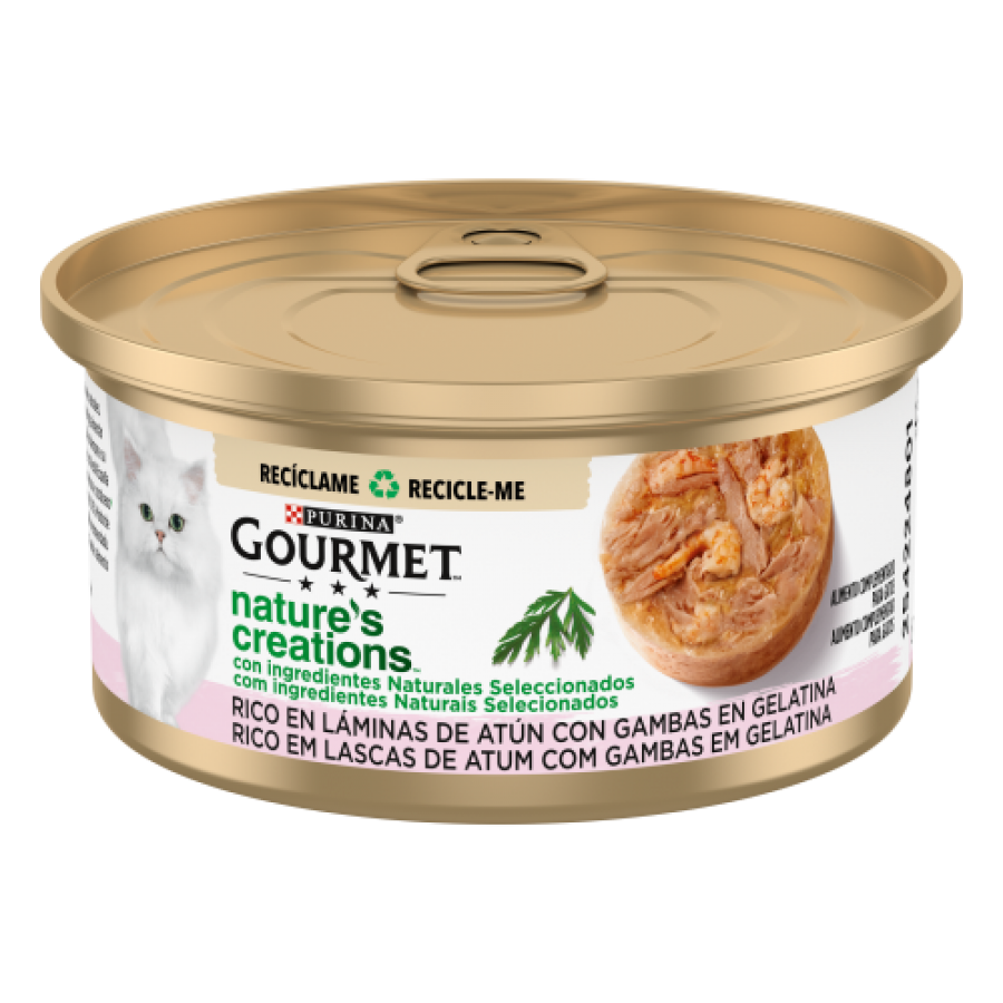 PURINA GATO GOURMET NATURE'S CREATIONS LASCAS ATUM E GAMBAS - 70GR PURINA GATO GOURMET NATURE'S CREATIONS LASCAS ATUM E GAMBAS - 70GR