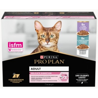 PRO PLAN GATO DELICATE DIGESTION PERÚ E PEIXE DO OCEANO (10x85g)