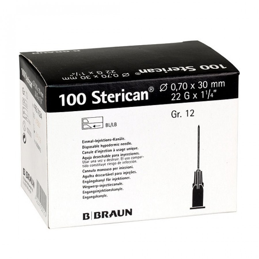 AGULHA DESCARTAVEL G22 0.7X30 MM PRETA STERICAN - (caixa 100 unidades) AGULHA DESCARTAVEL G22 0.7X30 MM PRETA STERICAN - (caixa 100 unidades)