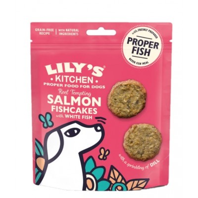 LILY`S KITCHEN  CÃO - BOLINHOS DE SALMÃO COM PEIXE BRANCO E ENDRO -  70G