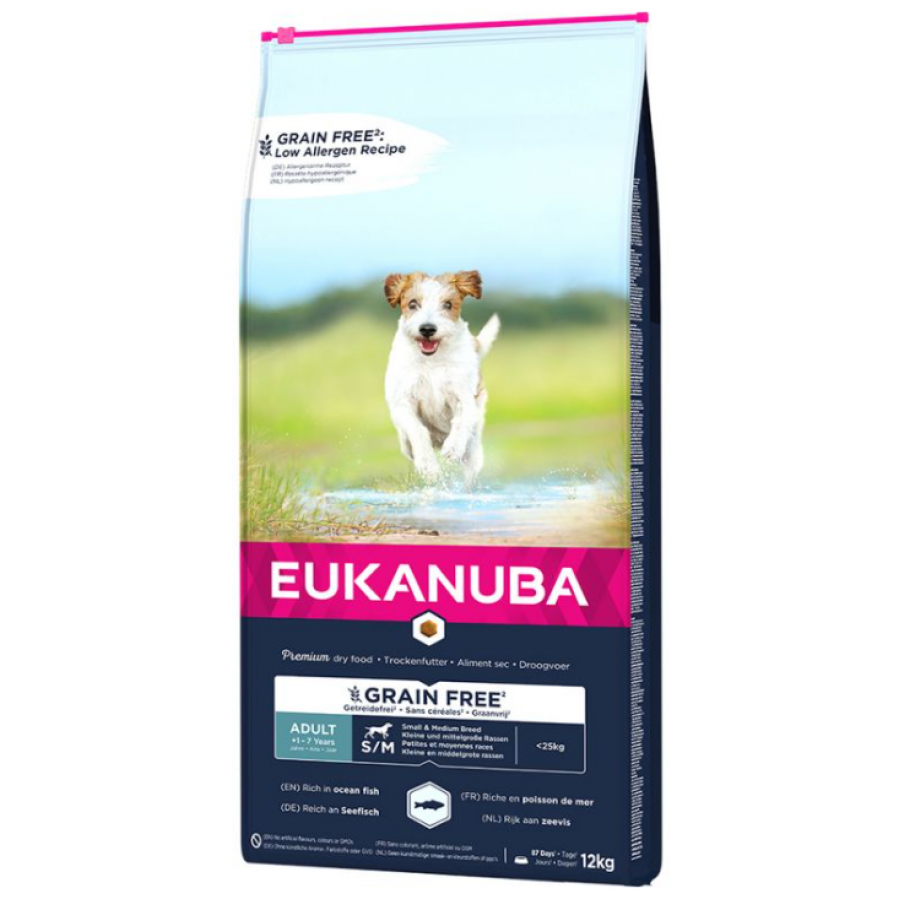EUKANUBA CAO ADULTO GRAIN FREE SMALL/MEDIUM PESCADO AZUL 12KG EUKANUBA CAO ADULTO GRAIN FREE SMALL/MEDIUM PESCADO AZUL 12KG