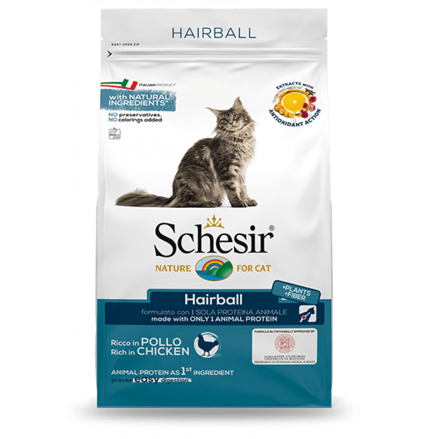 SCHESIR GATO ADULTO HAIRBALL FRANGO - 1,5KG