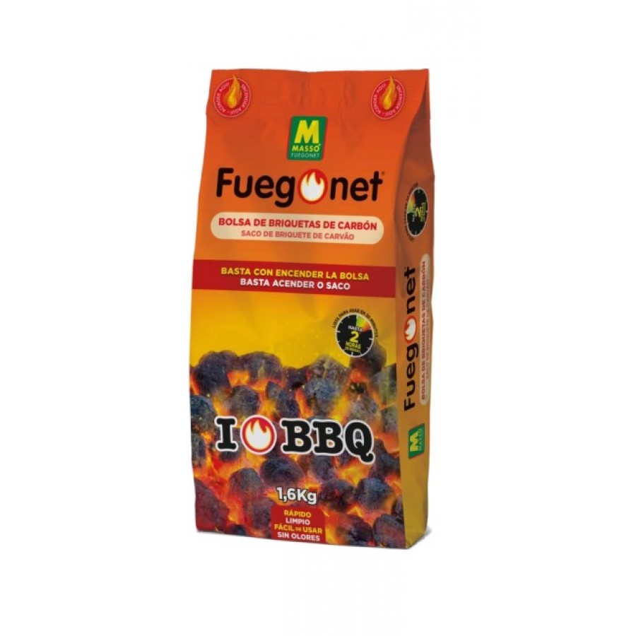 FUEGONET SACO DE BRIQUETE DE CARVÃO 1.6KG FUEGONET SACO DE BRIQUETE DE CARVÃO 1.6KG