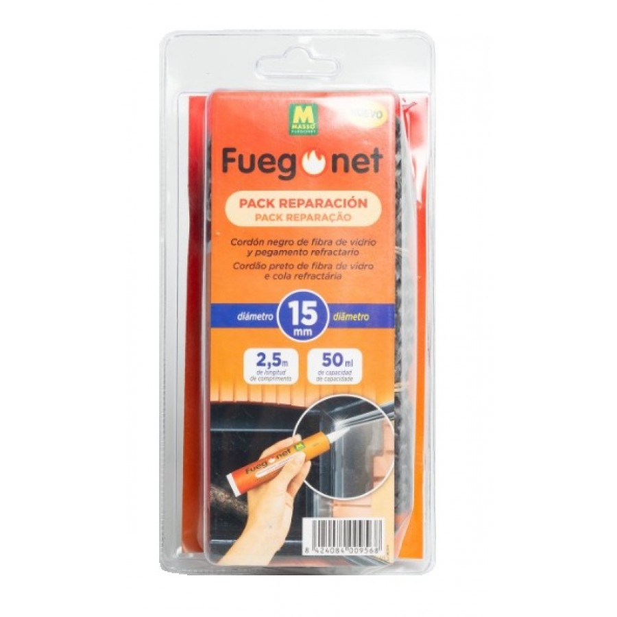 FUEGONET PACK DE REPARAÇÃO CORDÃO 15MM E COLA REFRATÁRIA 50ML