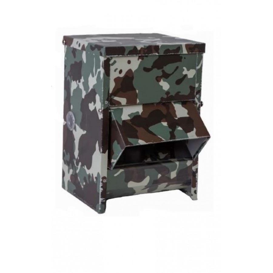 COMEDOURO PARA EXTERIOR  DE AVES CAMUFLADO COM PROTETOR  80 LT