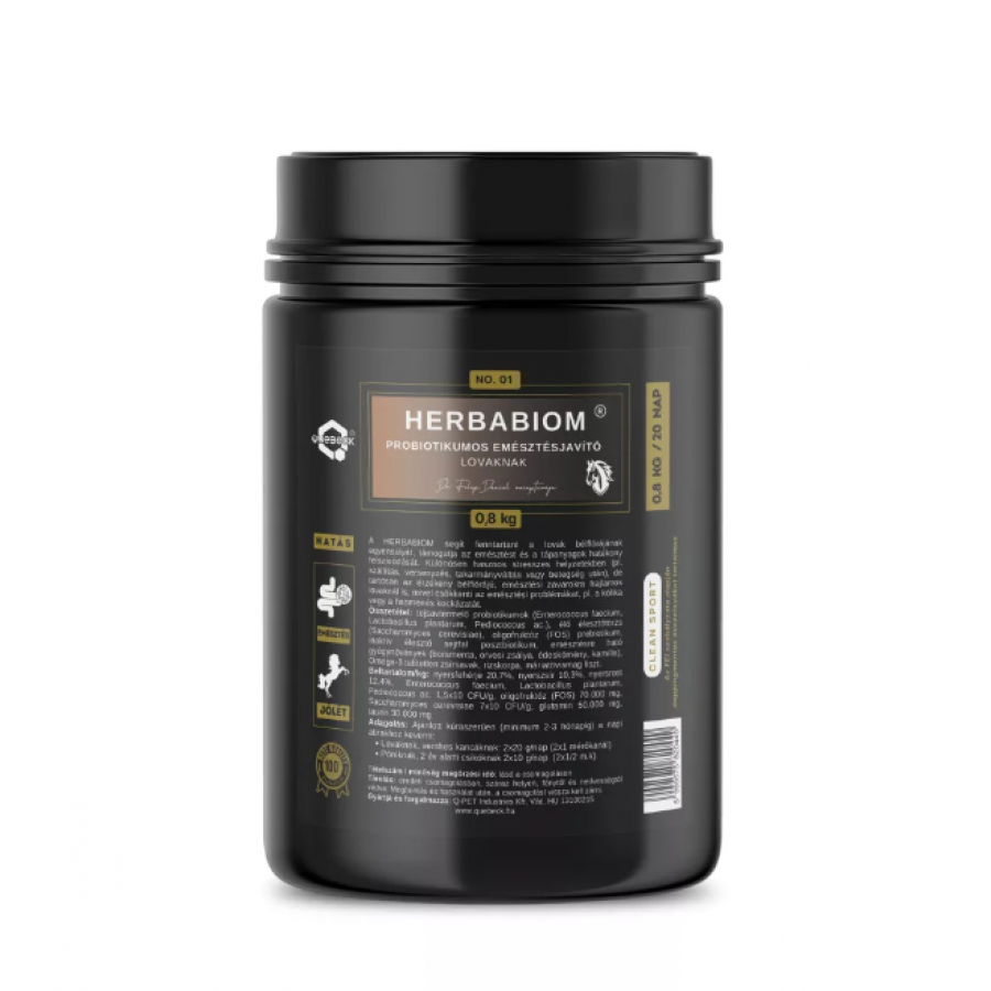 HERBABIOM® – SUPLEMENTO PROBIÓTICO DE SUPORTE DIGESTIVO PARA CAVALOS-800 GR