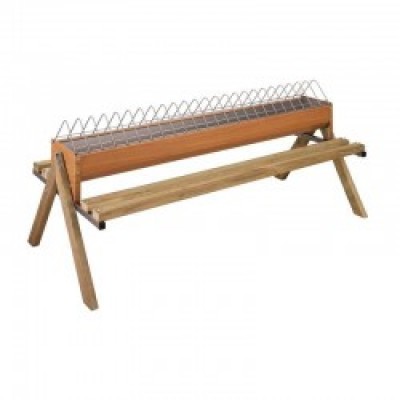 COMEDOURO AVES DE CURRAL 120CM COM PERNAS DE MADEIRA