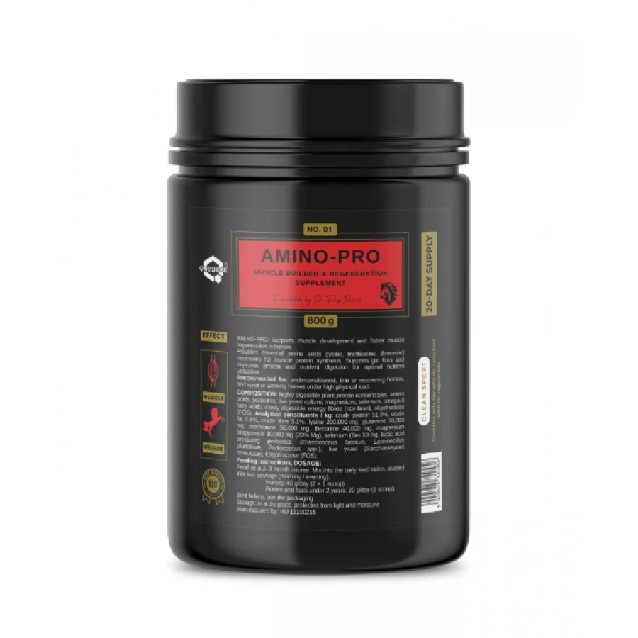 AMINO-PRO – SUPLEMENTO COMPLEXO PARA CONSTRUÇÃO E RECUPERAÇÃO MUSCULAR PARA CAVALOS- 800 GR AMINO-PRO – SUPLEMENTO COMPLEXO PARA CONSTRUÇÃO E RECUPERAÇÃO MUSCULAR PARA CAVALOS- 800 GR