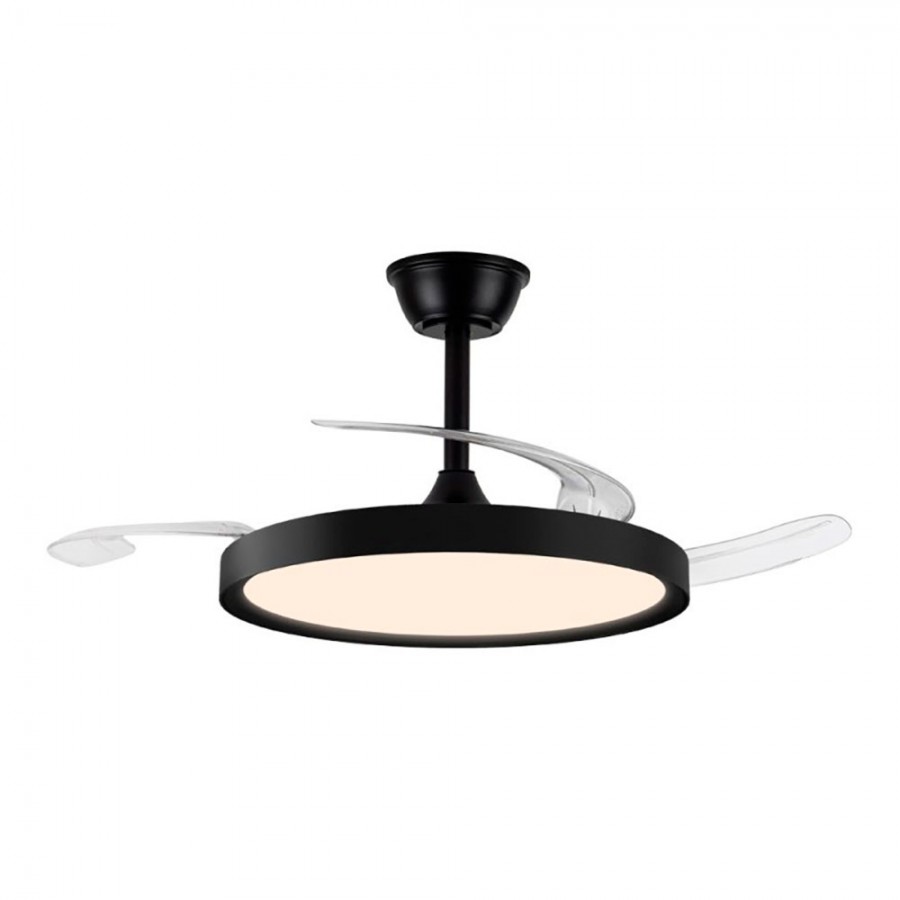 VENTOINHA DE TETO LED 3CCT COM PÁS RETRÁTEIS, POLARIS, 43 W, 4430 lm, PRETO, LÂMINAS Ø106 cm, TECTO Ø48,5 cm, ALTURA 32 - 42 cm VENTOINHA DE TETO LED 3CCT COM PÁS RETRÁTEIS, POLARIS, 43 W, 4430 lm, PRETO, LÂMINAS Ø106 cm, TECTO Ø48,5 cm, ALTURA 32 - 42 cm
