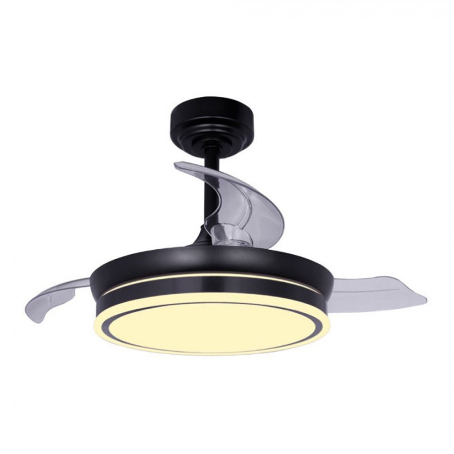 VENTOINHA DE TETO LED 3CCT PÁS RETRÁTEIS MOSS MINI 46 W 5520 lm PRETO, PÁS Ø92 cm, APLIQUE Ø39 cm, ALTURA 32 - 42 cm VENTOINHA DE TETO LED 3CCT PÁS RETRÁTEIS MOSS MINI 46 W 5520 lm PRETO, PÁS Ø92 cm, APLIQUE Ø39 cm, ALTURA 32 - 42 cm