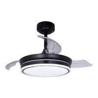 VENTOINHA DE TETO LED 3CCT PÁS RETRÁTEIS MOSS MINI 46 W 5520 lm PRETO, PÁS Ø92 cm, APLIQUE Ø39 cm, ALTURA 32 - 42 cm VENTOINHA DE TETO LED 3CCT PÁS RETRÁTEIS MOSS MINI 46 W 5520 lm PRETO, PÁS Ø92 cm, APLIQUE Ø39 cm, ALTURA 32 - 42 cm