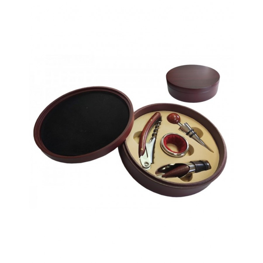 CONJUNTO 4 ACESSORIOS GARRAFA MADEIRA R. 430