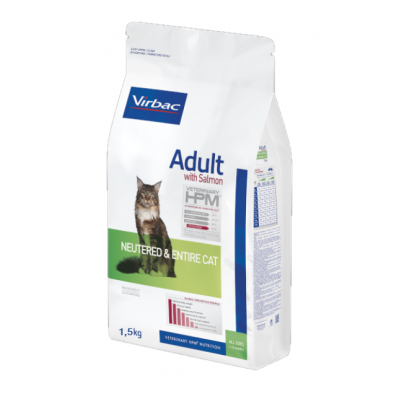 VIRBAC HPM GATO ADULTO NEUTERED & ENTIRE SALMÃO - 1,5KG