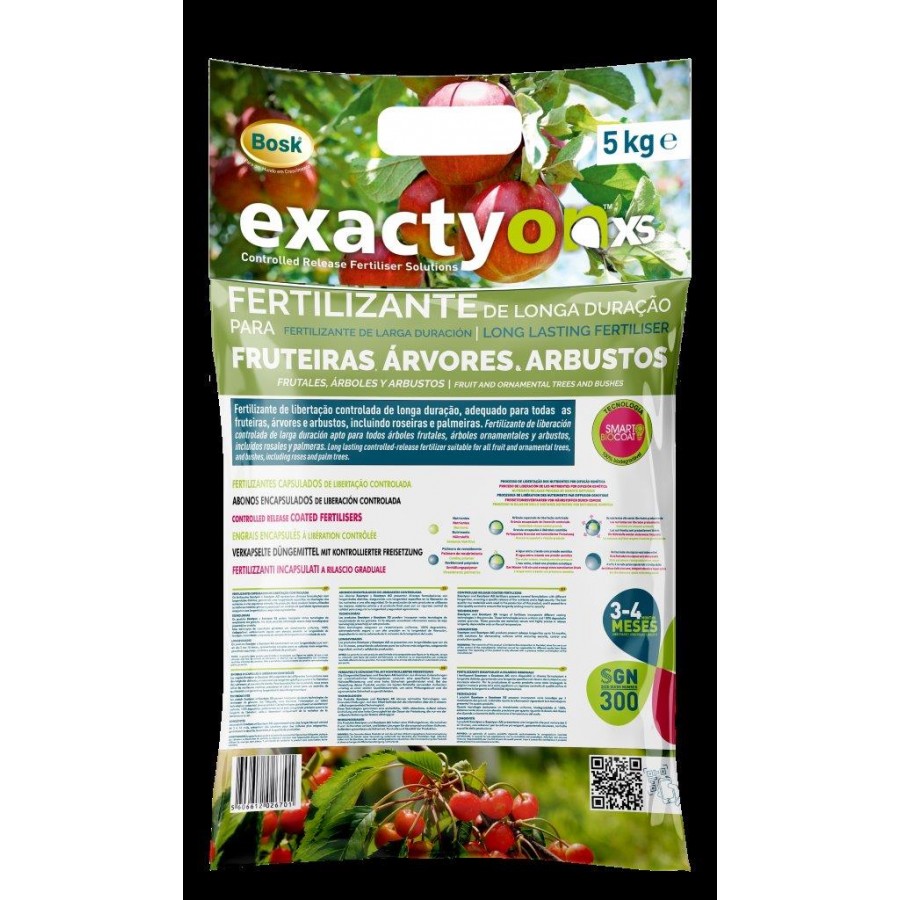 ADUBO BOSKOT EXACTYON FRUTEIRAS, ARVORES E ARBUSTOS 16-9-17 (3-4M) - 5KG ADUBO BOSKOT EXACTYON FRUTEIRAS, ARVORES E ARBUSTOS 16-9-17 (3-4M) - 5KG