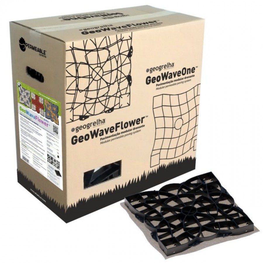 PACK DE 6 GEOGRELHAS WAVE & FLOWER PRETA - PADRÃO FLOR C/BASE PACK DE 6 GEOGRELHAS WAVE & FLOWER PRETA - PADRÃO FLOR C/BASE