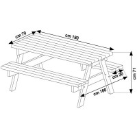 MESA DE PICNIC DE MADEIRA 180X160X70CM MESA DE PICNIC DE MADEIRA 180X160X70CM