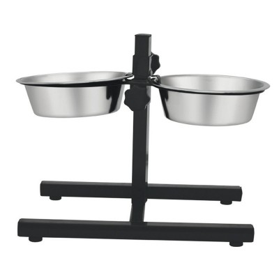 COMEDOURO DUPLO COM SUPORTE REGULÁVEL - S