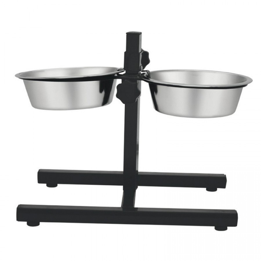 COMEDOURO DUPLO COM SUPORTE REGULÁVEL - S
