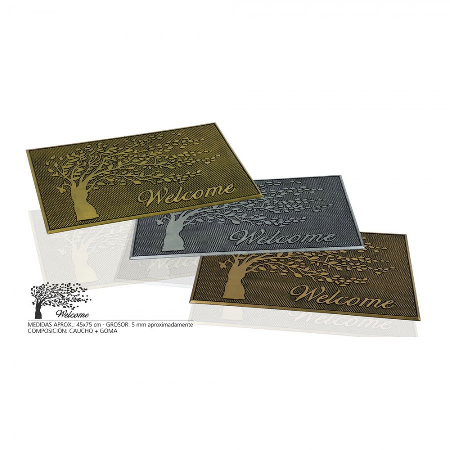 TAPETE DE BORRACHA ÁRVORE WELCOME CORES SORTIDAS 75x45x0,5cm