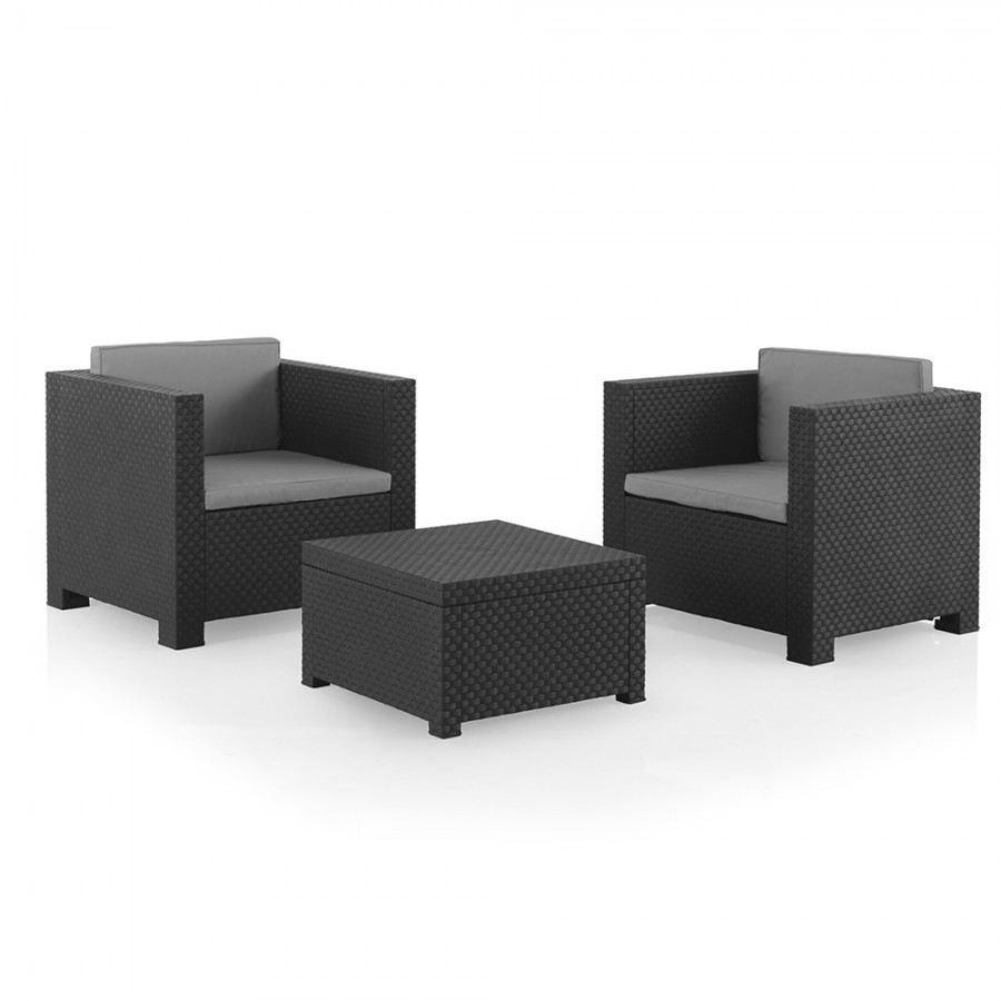 CONJUNTO JARDIM/TERRAÇO BERNER DE 2 POLTRONAS + 1 MESA
