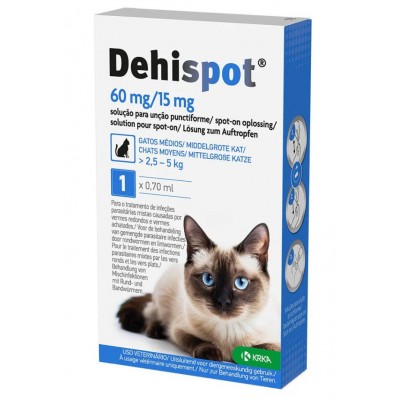 DEHISPOT 60MG /15MG P/ GATOS MED. 2.5 - 5KG - 1 PIP