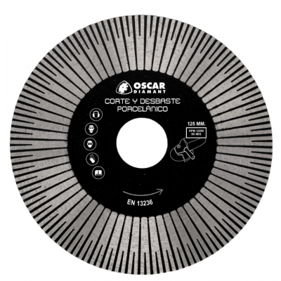 DISCO DE CORTE E DESBASTE EM PORCELANA 125 MM