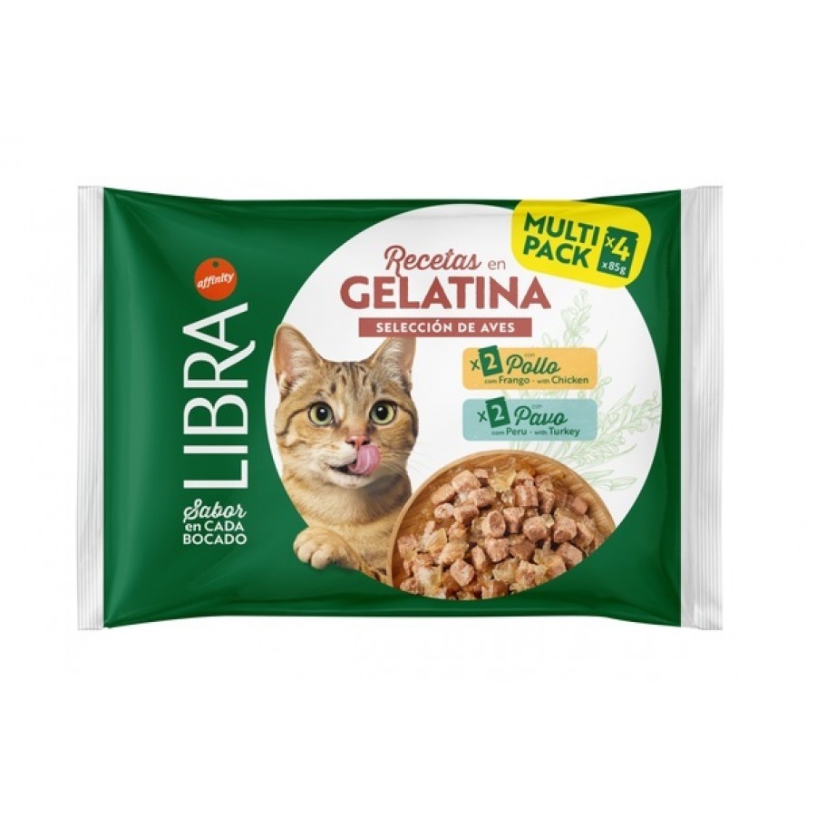 LIBRA GATO WET GELATINA FRANGO&PERU -MULTIPACK  4X85GR