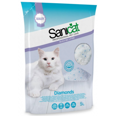 SANICAT  AREIA PARA GATOS SÍLICA DIAMONDS 5L