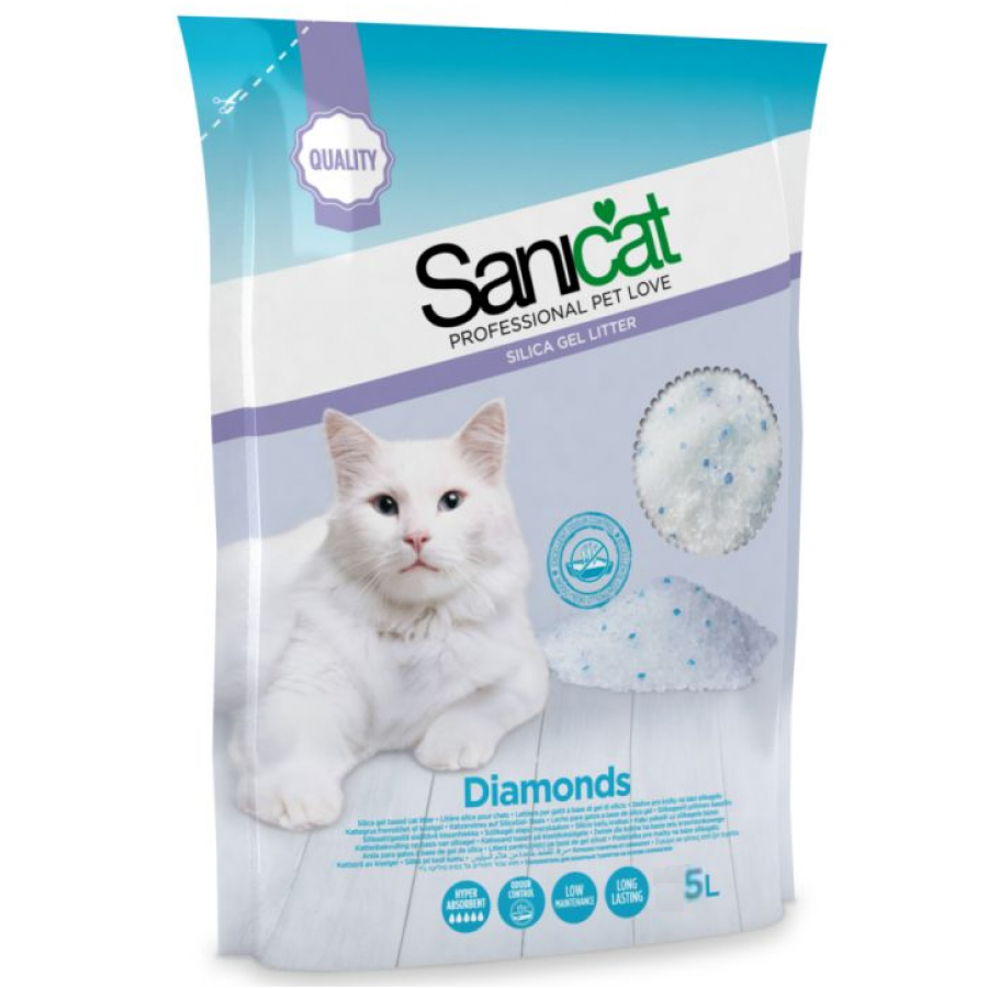 SANICAT  AREIA PARA GATOS SÍLICA DIAMONDS 5L