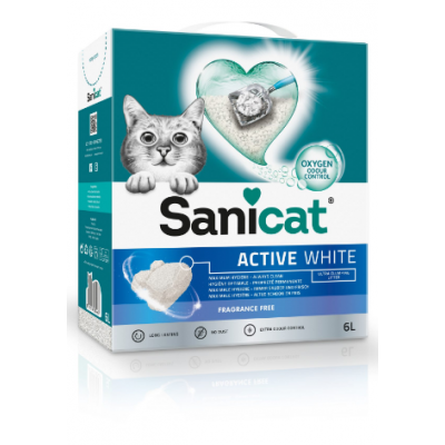 SANICAT  AREIA PARA GATOS ACTIVE WHITE FRAGRANCE FREE 6L